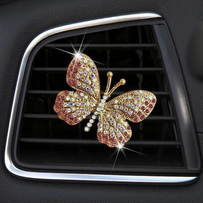 Bling Butterfly Car Accessories, Cute Car Air Freshener, Car Interior Decoration Charm, Rhinestone Car Air Vent Clip, Car Decor