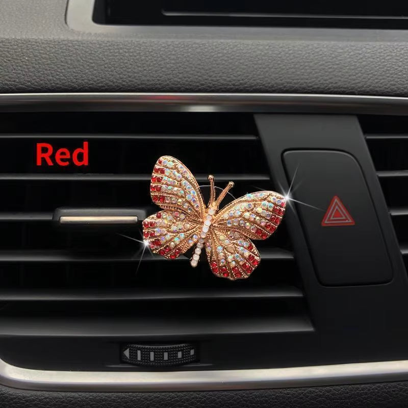Bling Butterfly Car Accessories, Cute Car Air Freshener, Car Interior Decoration Charm, Rhinestone Car Air Vent Clip, Car Decor