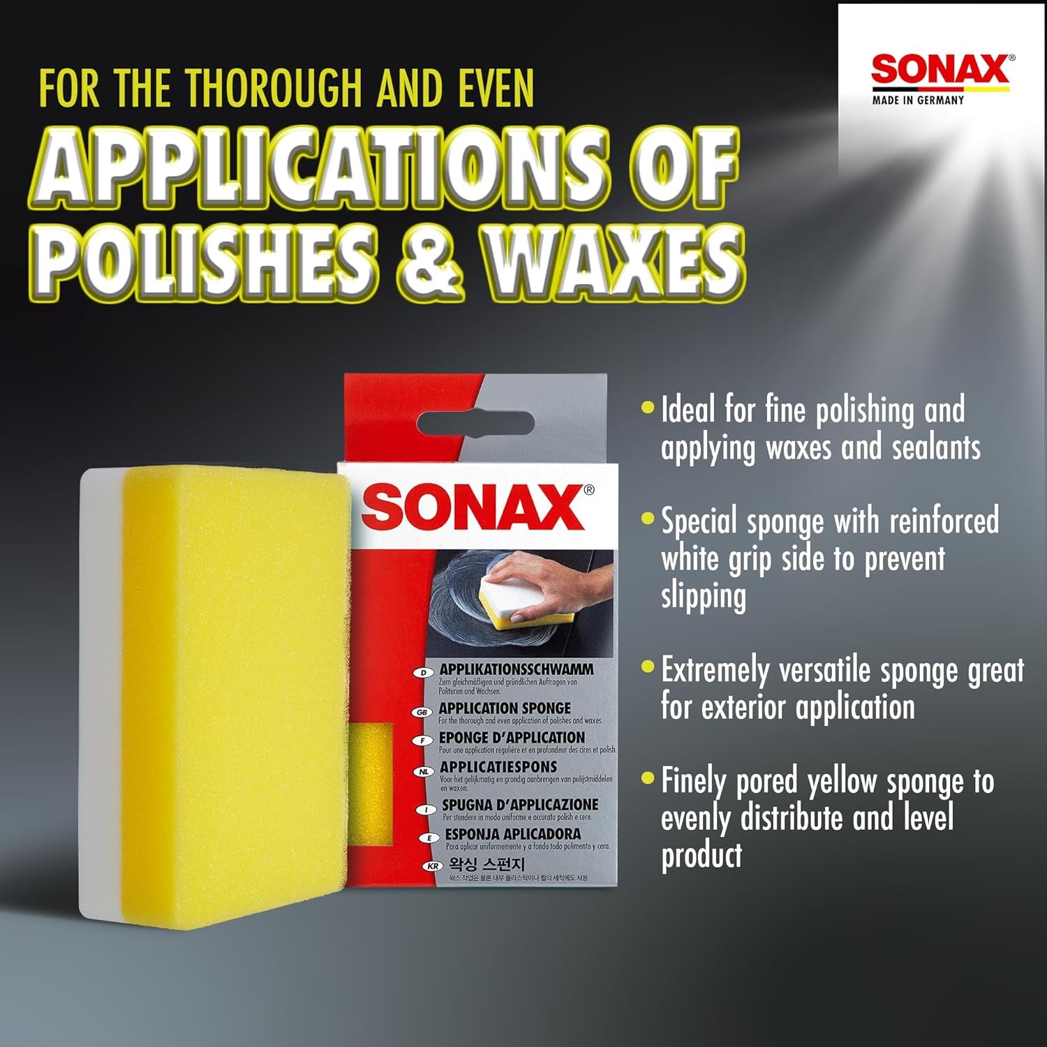 APPLICATION SPONGE (1 Piece) - for the Thorough and Even Application of Polishes, Waxes and Plastic Care Products | Item No. 04173000