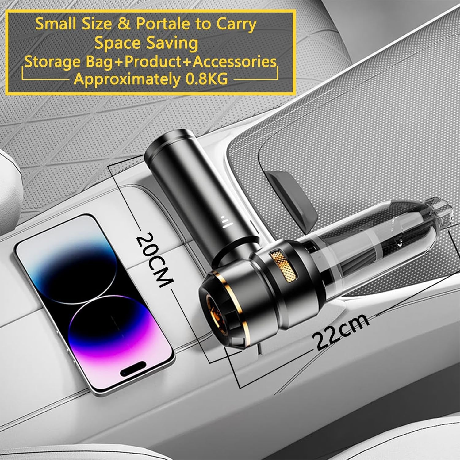 Car Vacuum Cleaner,22000Pa High Power Mini Vacuum Cleaner,Rechargeable Handheld Vacuum,Portable Cordless Compressed Air Duster Air Blower for Car Home (Gold Black)