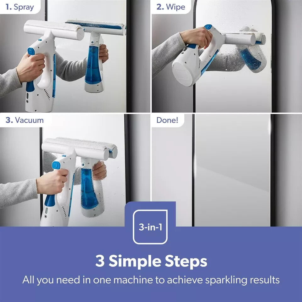 GEEPAS Cordless Window Vac Rechargeable Vacuum Cleaner Compact Electric Cleaner