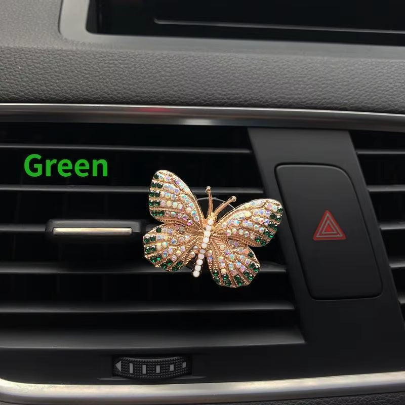 Bling Butterfly Car Accessories, Cute Car Air Freshener, Car Interior Decoration Charm, Rhinestone Car Air Vent Clip, Car Decor