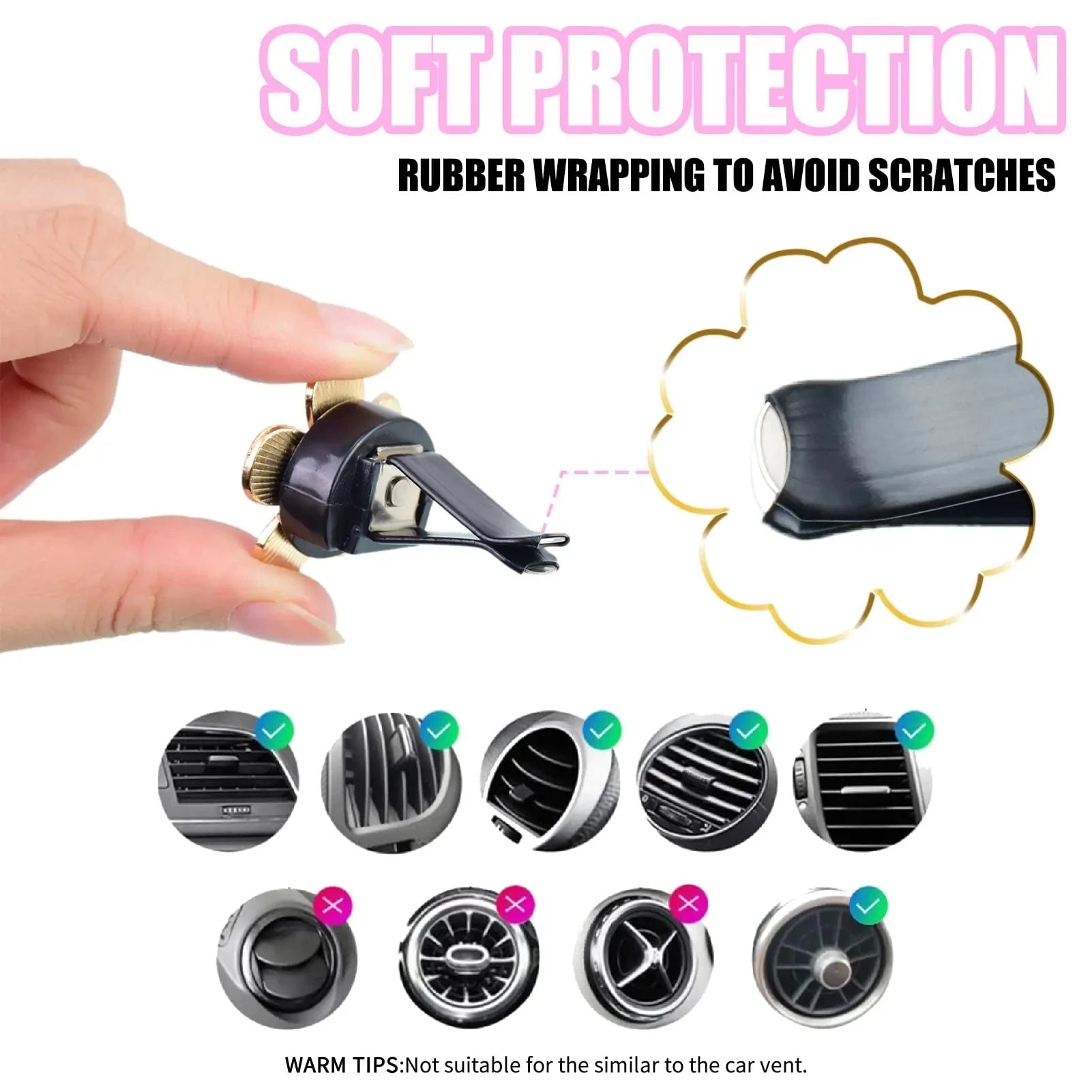 Car Air Fresheners, Car Scents Vent Clip Air Freshener, Flower Air Freshener Car Clips, Pink & White&Black