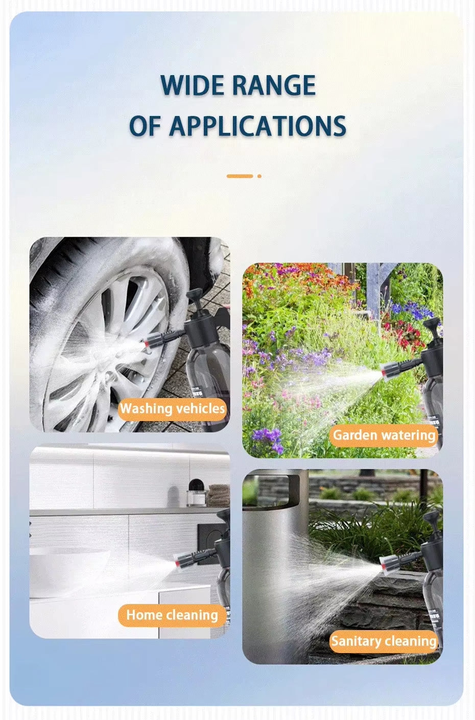 2L Hand Pump Foam Sprayer Pneumatic Washer Foam Snow Foam High Pressure Car Wash Spray Bottle for Car Home Cleaning