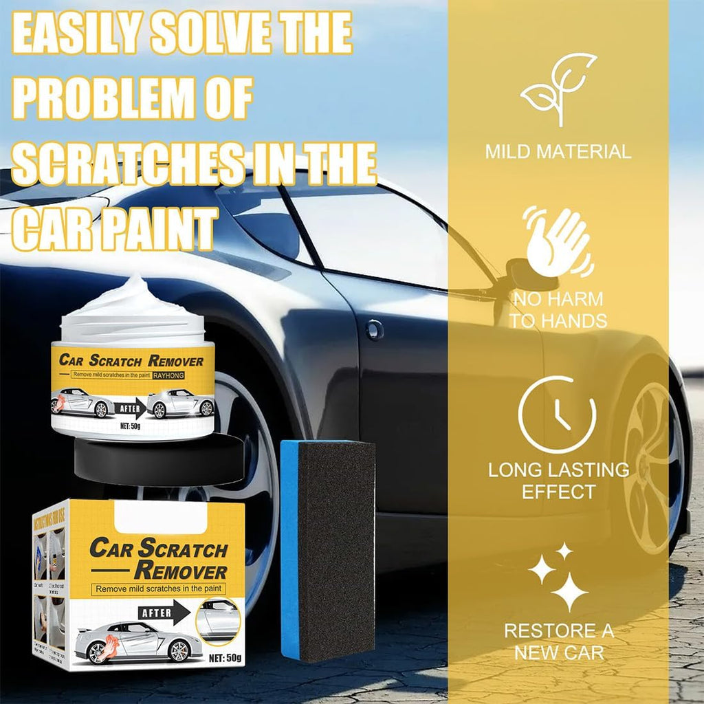 T-221A Car Scratch Remover & Polishing Compound with Sponge, Restores Like-New Shine, Removes Scratches, Oxidation & Swirl Marks, Safe for All Car Finishes (2Pcs)