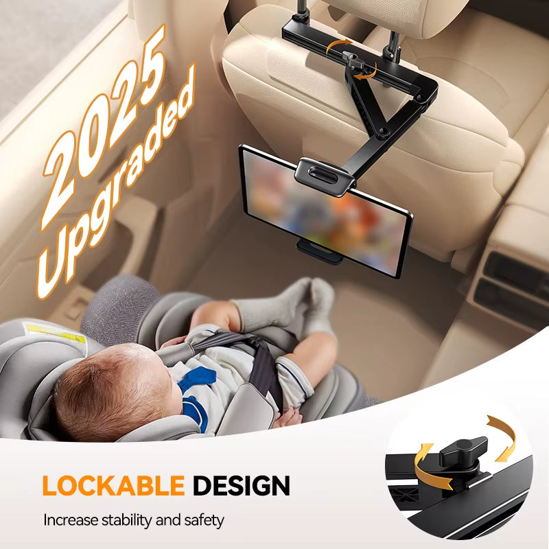 Car Headrest Tablet Holder 3 in 1 Stretchable Backseat Phone Holder for Ipad Air/Mini Samsung Tab 4.7-12.9'' Devices