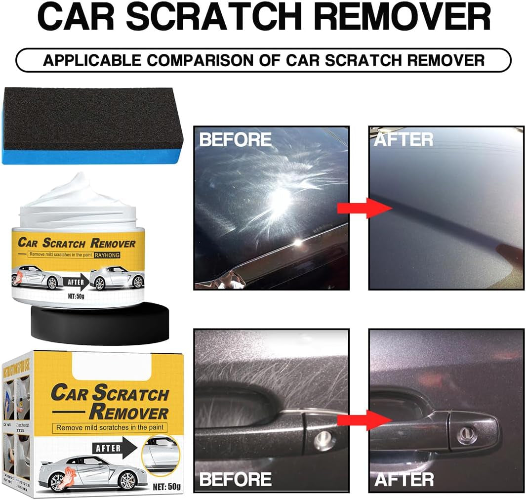 T-221A Car Scratch Remover & Polishing Compound with Sponge, Restores Like-New Shine, Removes Scratches, Oxidation & Swirl Marks, Safe for All Car Finishes (2Pcs)