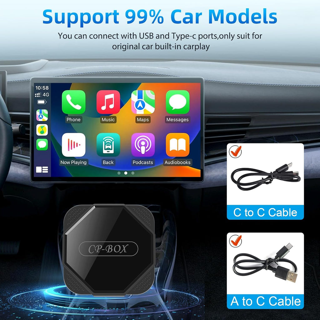 Wireless Carplay Adapter - Upgrade Wired to Wireless, Plug & Play Dongle for Iphone Ios 10+