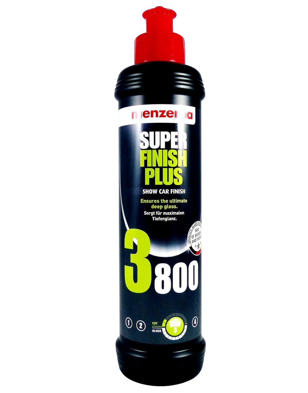 Menzerna 1 X 250Ml Super Finish 3500 High Gloss Polish 1 X 250Ml Super Finish plus 3800 Polishing Compound for Marks, Micro Scratches & Holograms with Microfibre Cloth & Non Slip Car Dash Mat