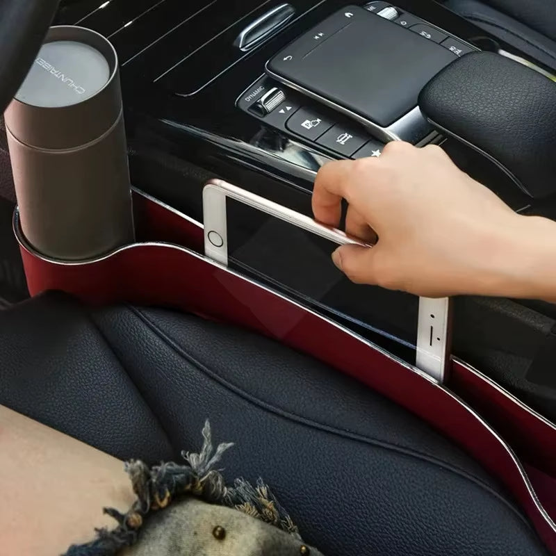 Car Seat Gap Filler Organizer- Upgrade Car Side Seat Gap Filler with Cup Holder and Phone Holder- Car Seat Gap Organizer 2 Pack