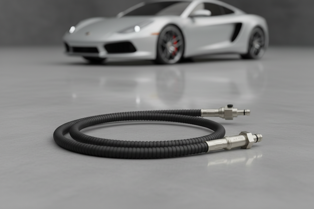 40Cm (15.75") Tyre Inflator Pump Hose – Flexible & Durable
with a car in the background