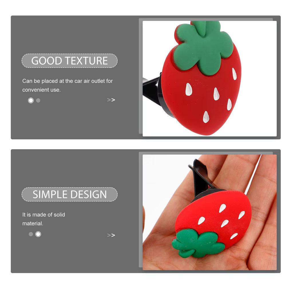 2 Pcs Car Air Vent Clips Strawberry Decor Car Air Vent Clips Resin Perfume Holder Freshener Accessories Interior Decors Vehicle