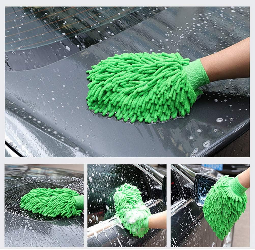 4 Pcs Car Wash Mitts, Double Sided Microfiber Mitts Super Absorbent Microfibre Gloves Microfibre Cloth for Car & Household Cleaning (Random Color)