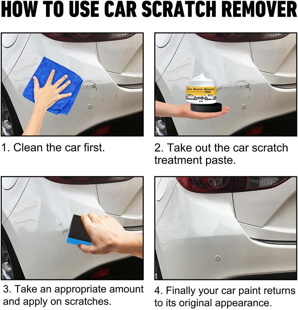 T-221A Car Scratch Remover & Polishing Compound with Sponge, Restores Like-New Shine, Removes Scratches, Oxidation & Swirl Marks, Safe for All Car Finishes (2Pcs)