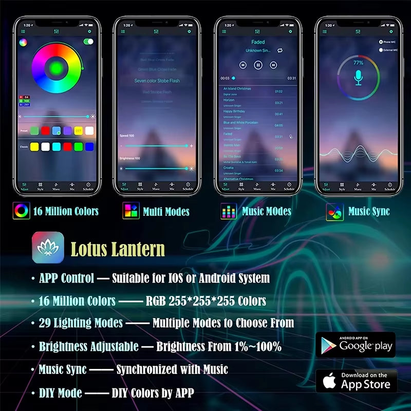 Flexible EL Wire Lights with App Control Ambient Atmosphere Strip Light Decorative Lamps 12V Car Interior Neon RGB Led Strip