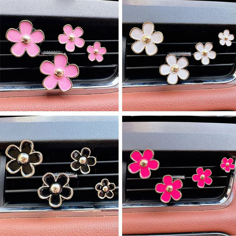 Car Air Fresheners, Car Scents Vent Clip Air Freshener, Flower Air Freshener Car Clips, Pink & White&Black