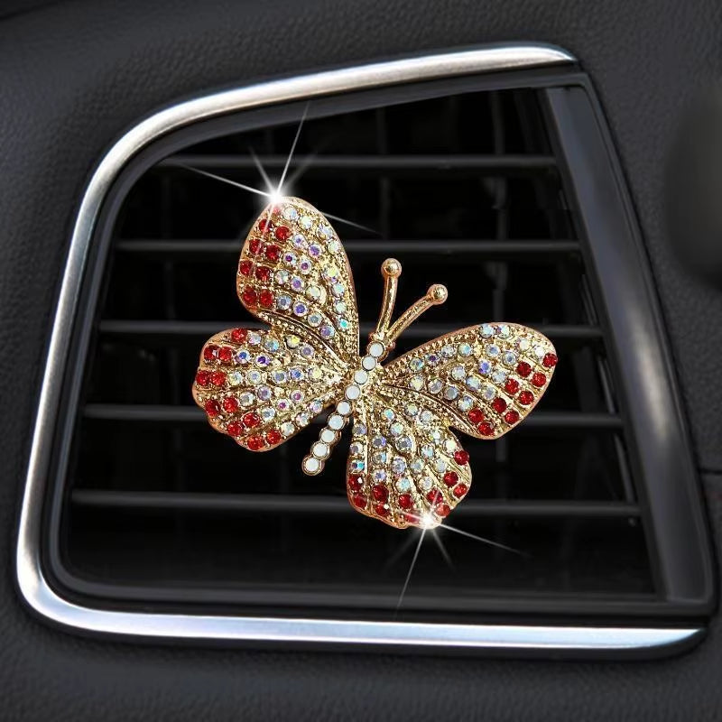 Bling Butterfly Car Accessories, Cute Car Air Freshener, Car Interior Decoration Charm, Rhinestone Car Air Vent Clip, Car Decor