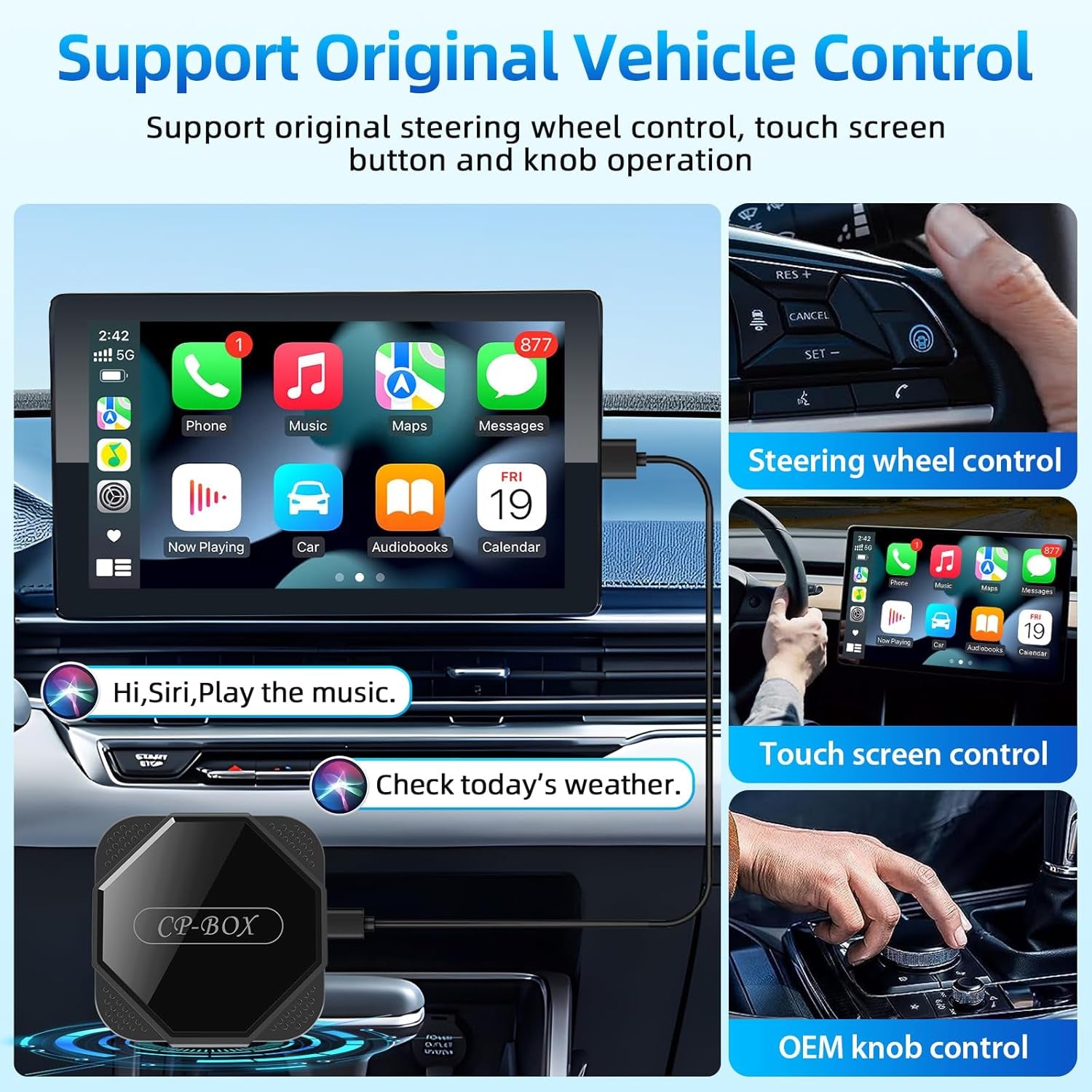 Wireless Carplay Adapter - Upgrade Wired to Wireless, Plug & Play Dongle for Iphone Ios 10+