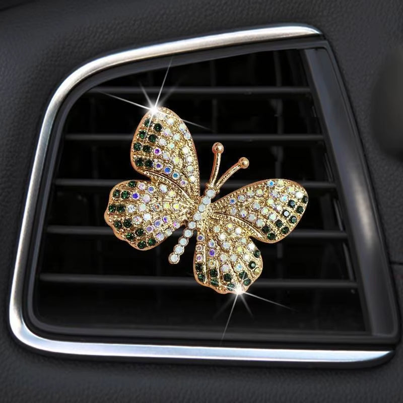 Bling Butterfly Car Accessories, Cute Car Air Freshener, Car Interior Decoration Charm, Rhinestone Car Air Vent Clip, Car Decor
