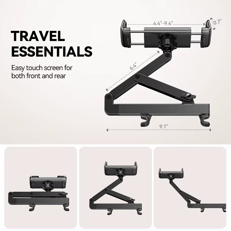 Car Headrest Tablet Holder 3 in 1 Stretchable Backseat Phone Holder for Ipad Air/Mini Samsung Tab 4.7-12.9'' Devices