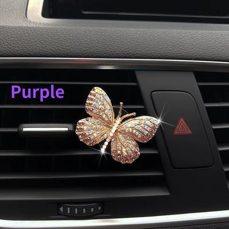 Bling Butterfly Car Accessories, Cute Car Air Freshener, Car Interior Decoration Charm, Rhinestone Car Air Vent Clip, Car Decor