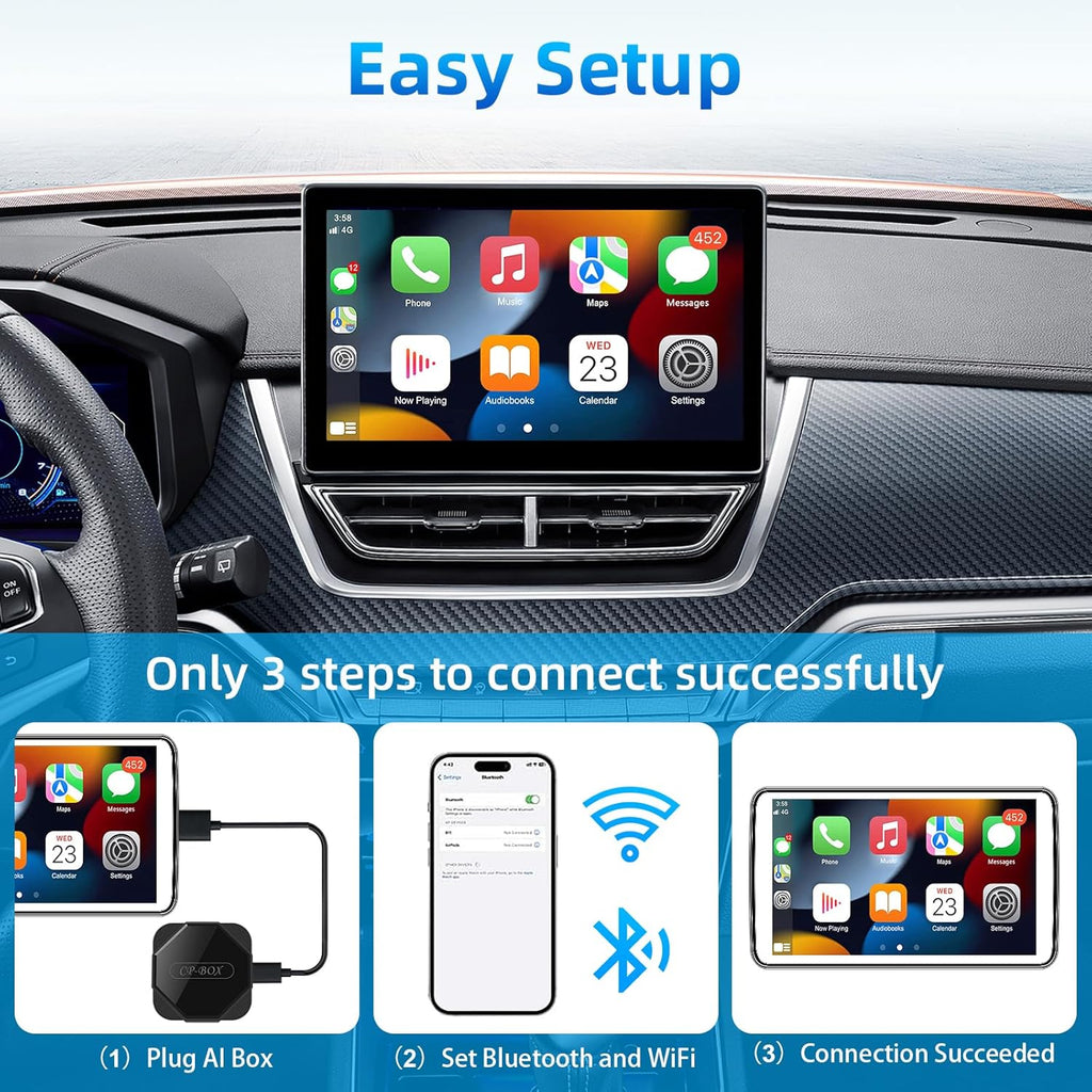 Wireless Carplay Adapter - Upgrade Wired to Wireless, Plug & Play Dongle for Iphone Ios 10+