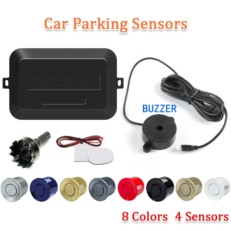 1 Set 4 Sensors Buzzer 22Mm Car Parking Sensor Kit Reverse Backup Radar Sound Alert Indicator Probe System 12V Free Shipping