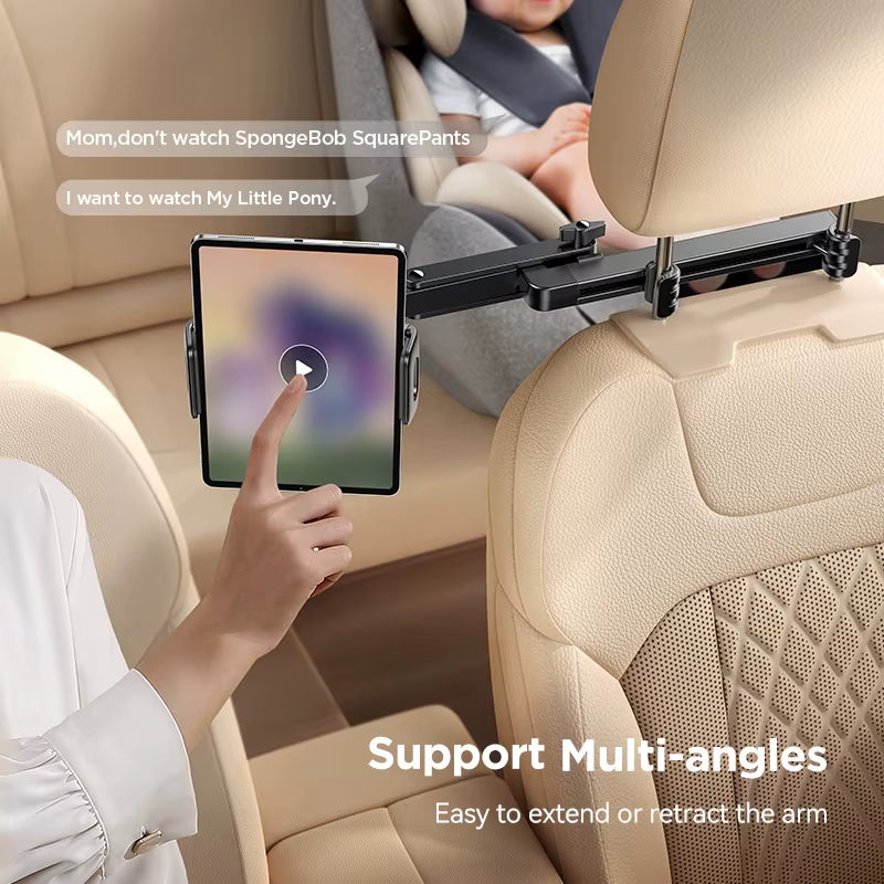 Car Headrest Tablet Holder 3 in 1 Stretchable Backseat Phone Holder for Ipad Air/Mini Samsung Tab 4.7-12.9'' Devices