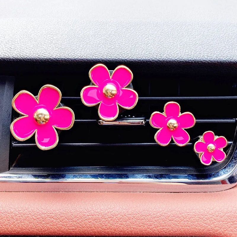 Car Air Fresheners, Car Scents Vent Clip Air Freshener, Flower Air Freshener Car Clips, Pink & White&Black