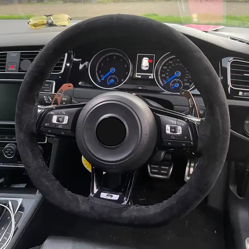 Suede Car Steering Wheel Cover Universal 38CM Car Steering Wheel Cover Leather Nterior Parts Braiding Cover for Steering Wheel