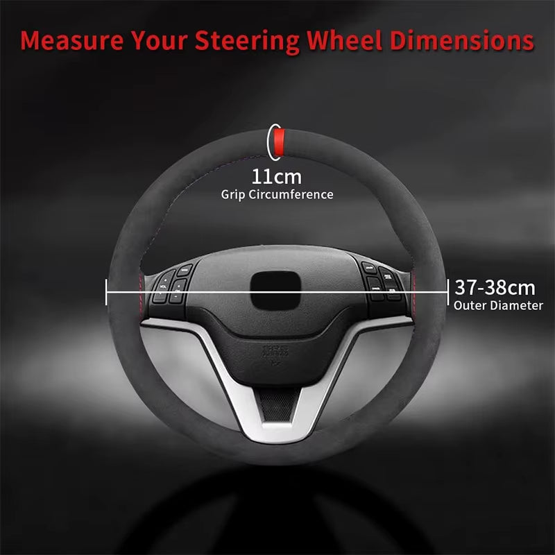 Suede Car Steering Wheel Cover Universal 38CM Car Steering Wheel Cover Leather Nterior Parts Braiding Cover for Steering Wheel