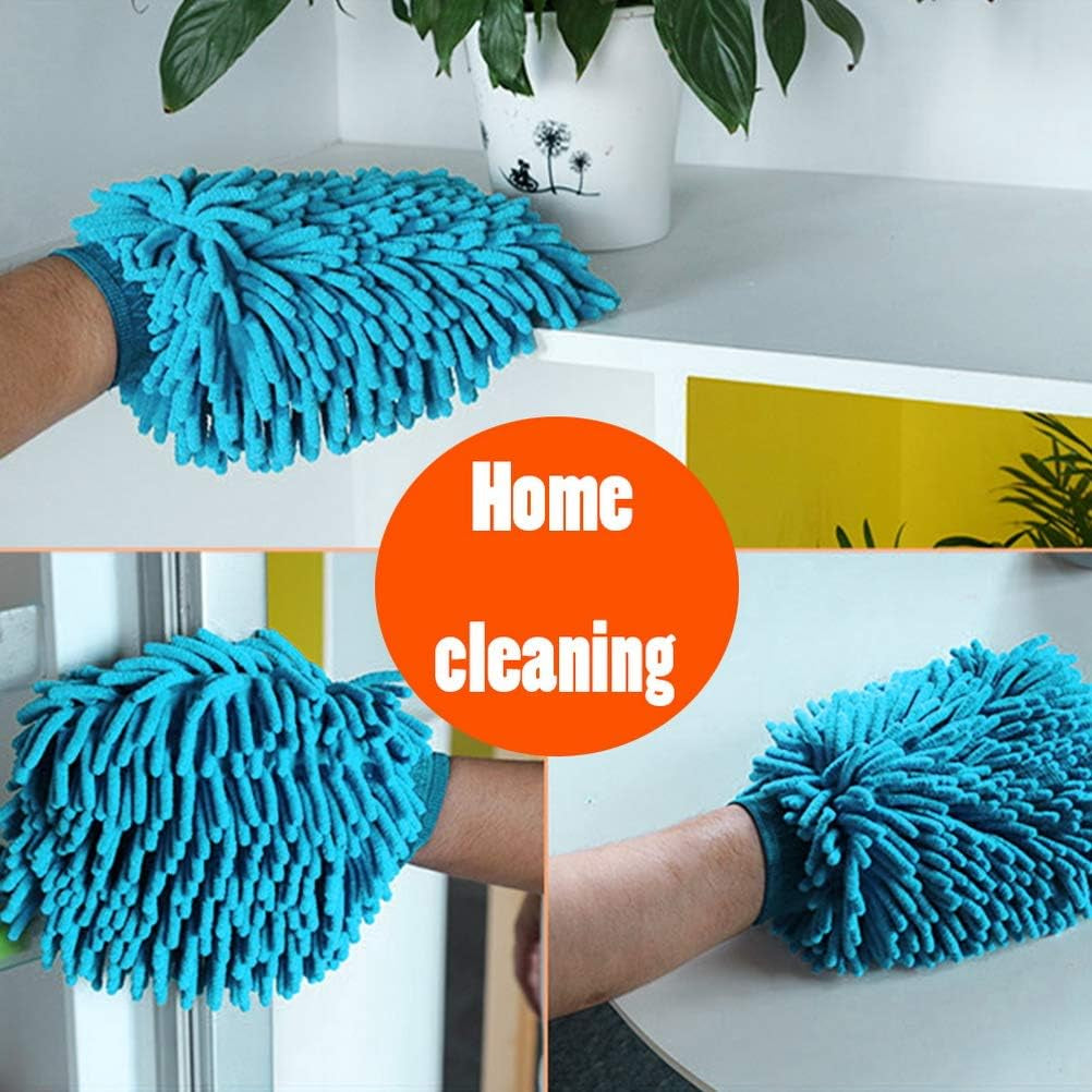 4 Pcs Car Wash Mitts, Double Sided Microfiber Mitts Super Absorbent Microfibre Gloves Microfibre Cloth for Car & Household Cleaning (Random Color)