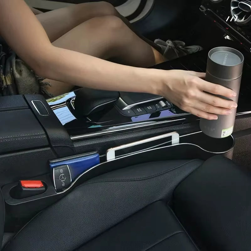 Car Seat Gap Filler Organizer- Upgrade Car Side Seat Gap Filler with Cup Holder and Phone Holder- Car Seat Gap Organizer 2 Pack
