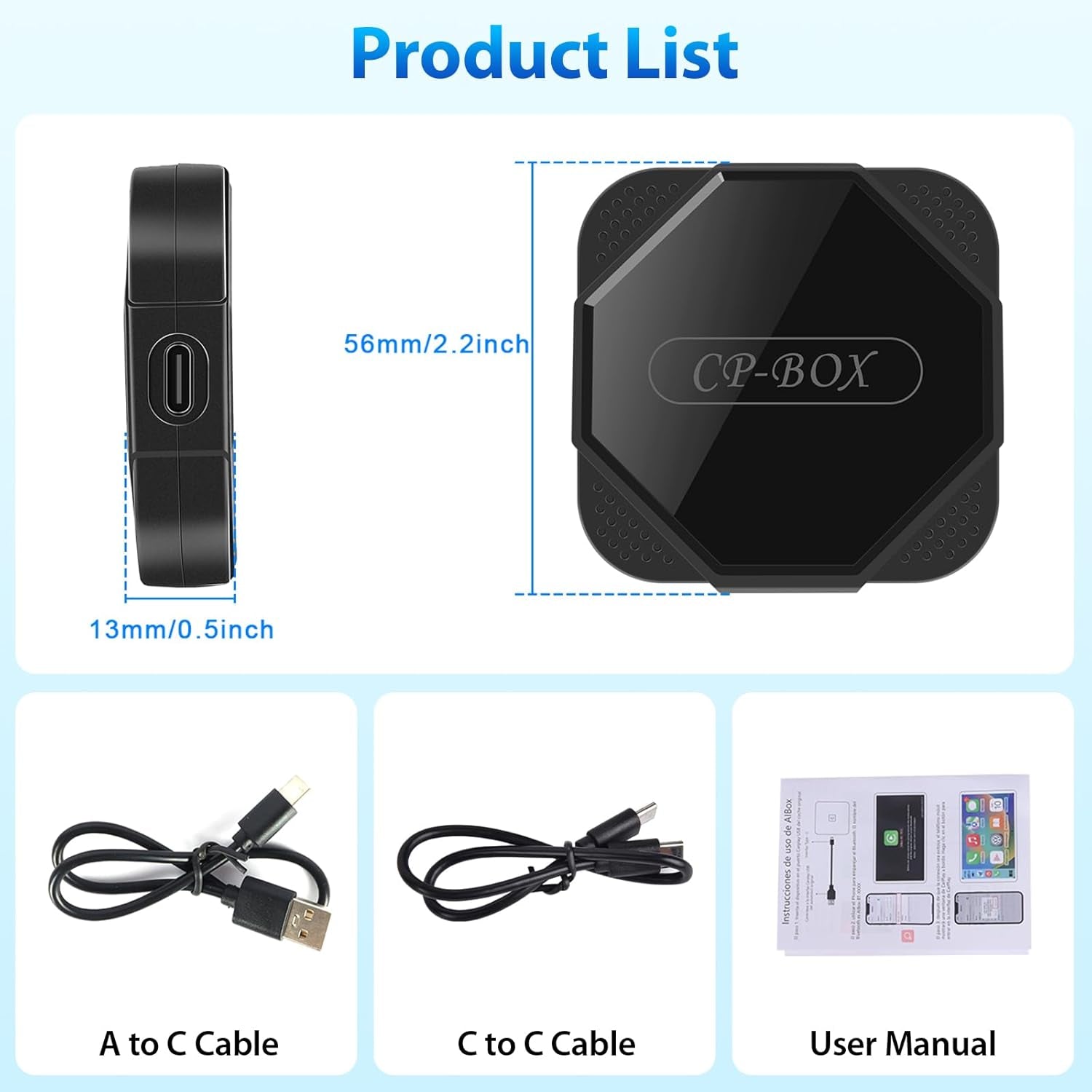 Wireless Carplay Adapter - Upgrade Wired to Wireless, Plug & Play Dongle for Iphone Ios 10+