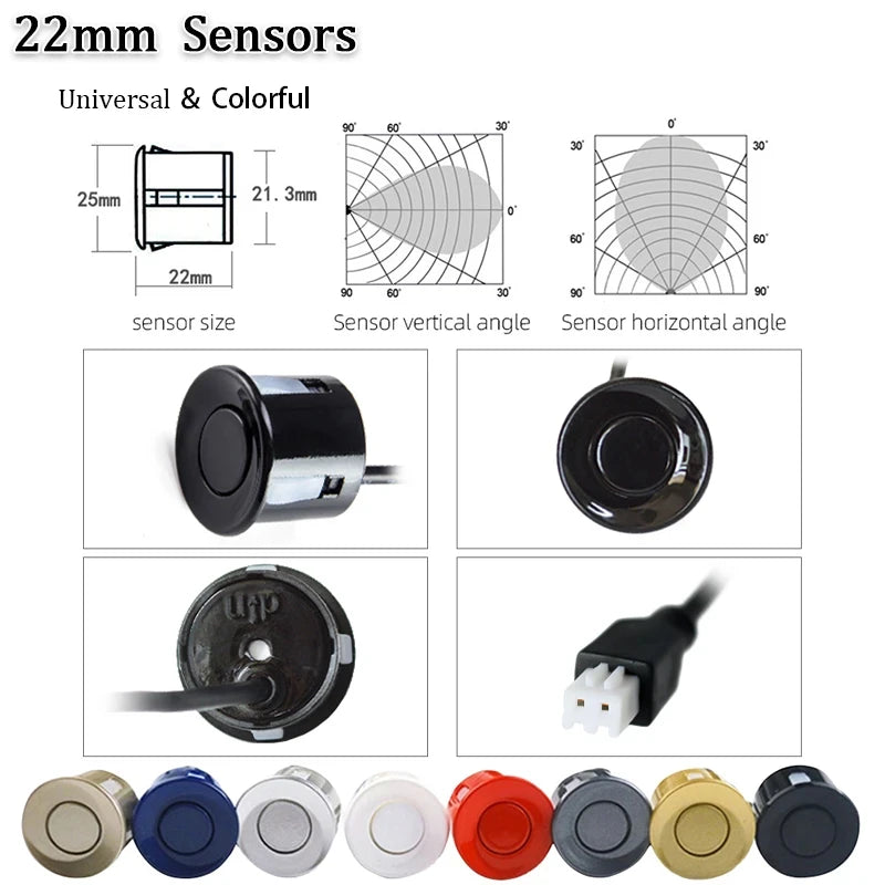 1 Set 4 Sensors Buzzer 22Mm Car Parking Sensor Kit Reverse Backup Radar Sound Alert Indicator Probe System 12V Free Shipping