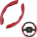 Car Steering Wheel Cover,2Pcs Universal Carbon Fiber Anti-Skid Segmented Steering Wheel Cover Protector for Auto/Truck/Suv/Van Steering Wheels Accessories（Red）