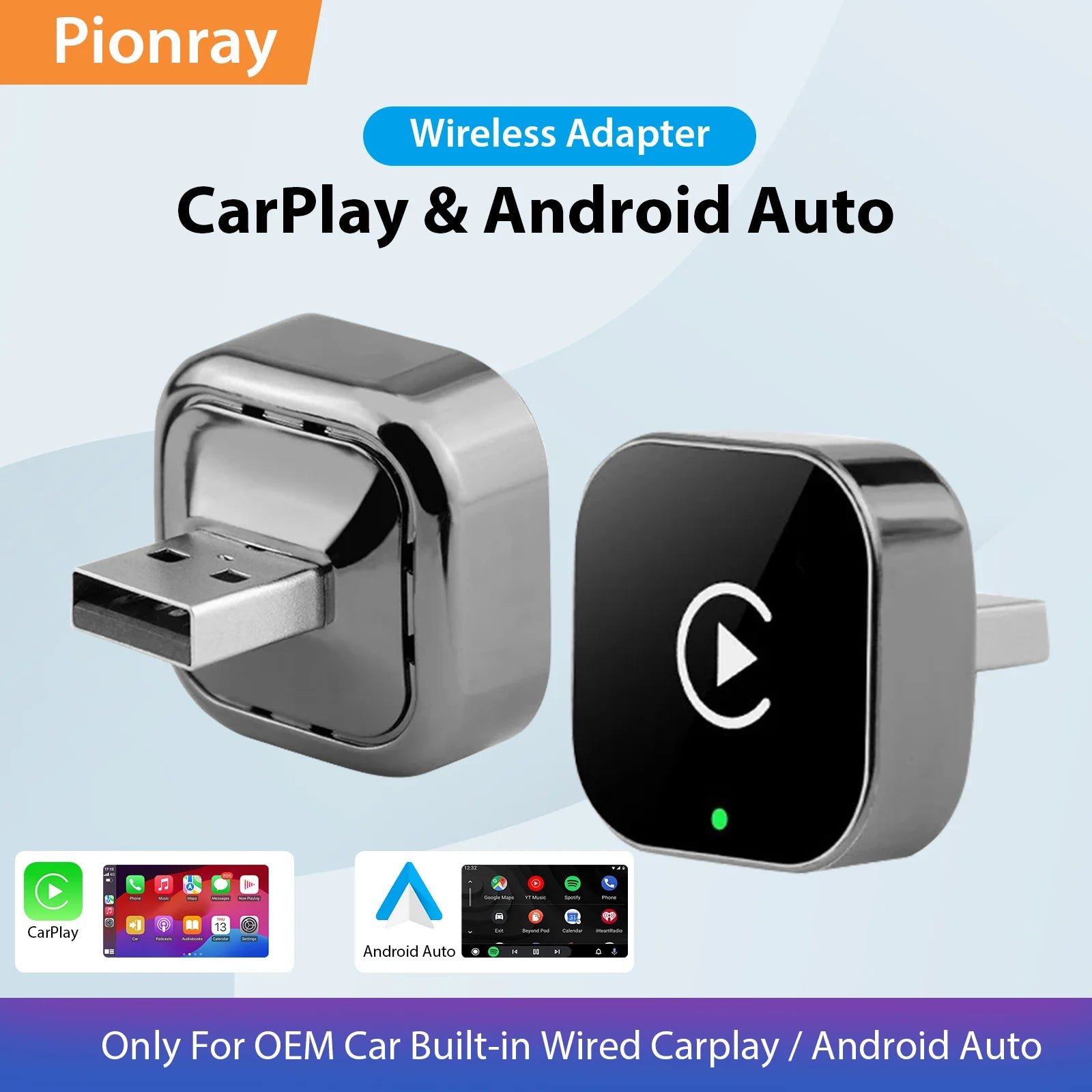 New  2 in 1 Wireless Carplay Adapter&Android Auto Wireless Adapter, 5Ghz Wifi Type-C/Usb Plug Play Carplay Wireless