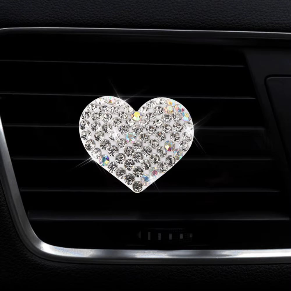 Bling Heart Shaped Air Vent Clips,Crystal Heart Car Air Fresheners Vent Clips Charms Rhinestone Diffuser Vent Clip