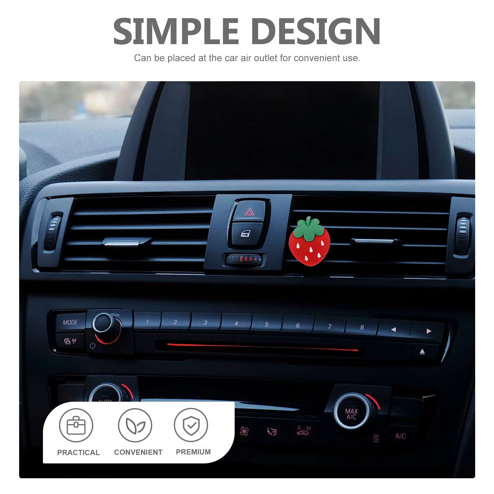 2 Pcs Car Air Vent Clips Strawberry Decor Car Air Vent Clips Resin Perfume Holder Freshener Accessories Interior Decors Vehicle
