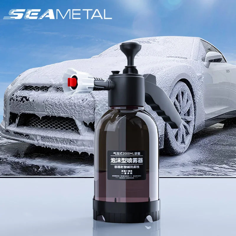 2L Hand Pump Foam Sprayer Pneumatic Washer Foam Snow Foam High Pressure Car Wash Spray Bottle for Car Home Cleaning