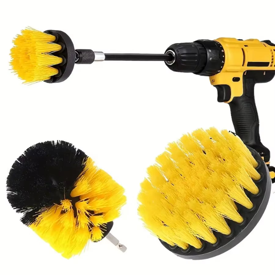 4-Pc Drill Brush Attachment Set Power Scrubber Cleaning Kit for Grout Floors Tiles Bathrooms Kitchens & Cars