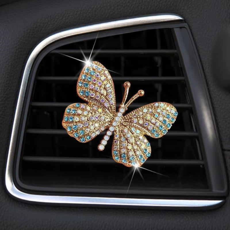 Bling Butterfly Car Accessories, Cute Car Air Freshener, Car Interior Decoration Charm, Rhinestone Car Air Vent Clip, Car Decor