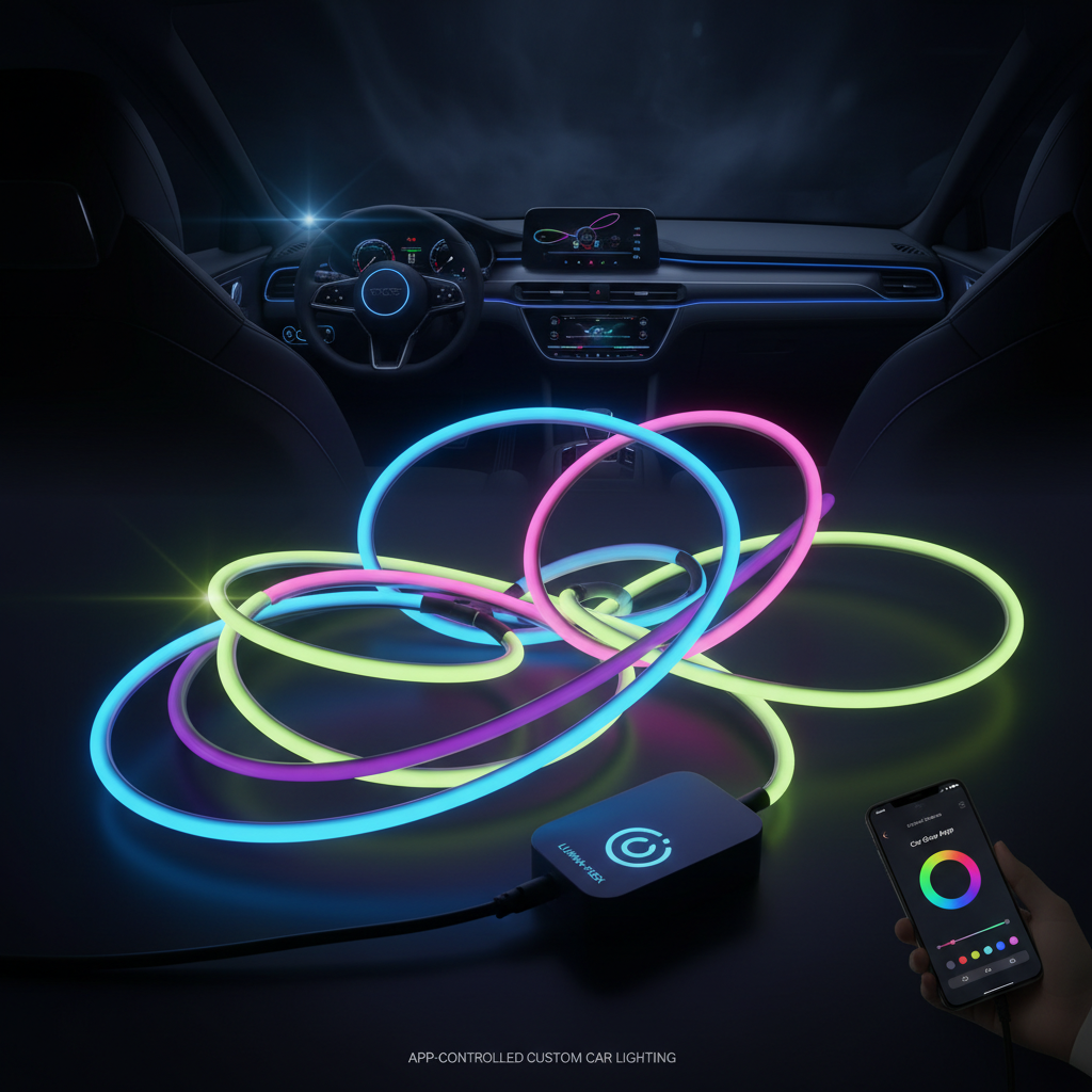 Flexible EL Wire Lights with App Control – Customizable Car LED Strip
